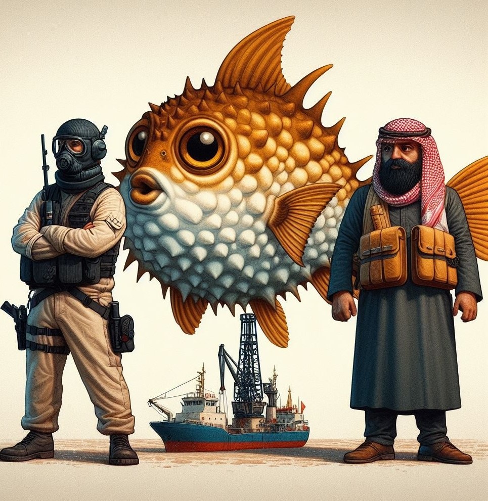 Hotthis Stand Next to a Blowfish